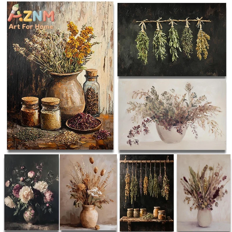 Dried Herbs - AZNM 빈티지 드라이 플라워 허브 캔버스