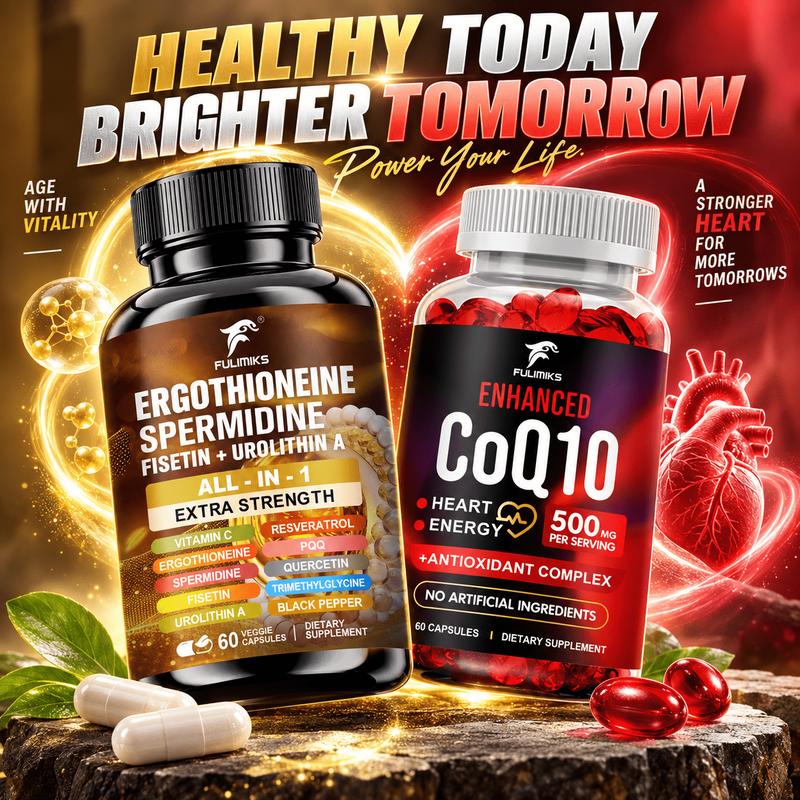 Health Wellness - 올인원 CoQ10 + 에르고티오네인 + 스페르미딘