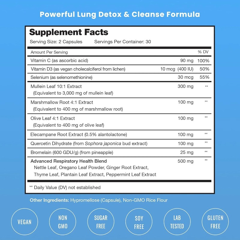멀레인 잎 추출물 - 폐 정화 - 면역 지원, 해독 및 - Herbal Supplement 리뷰 및 가격